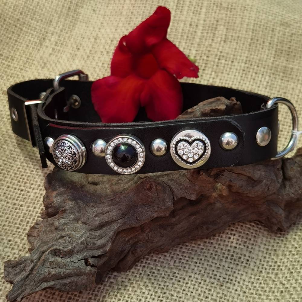 Hundehalsband Schwarz Leder