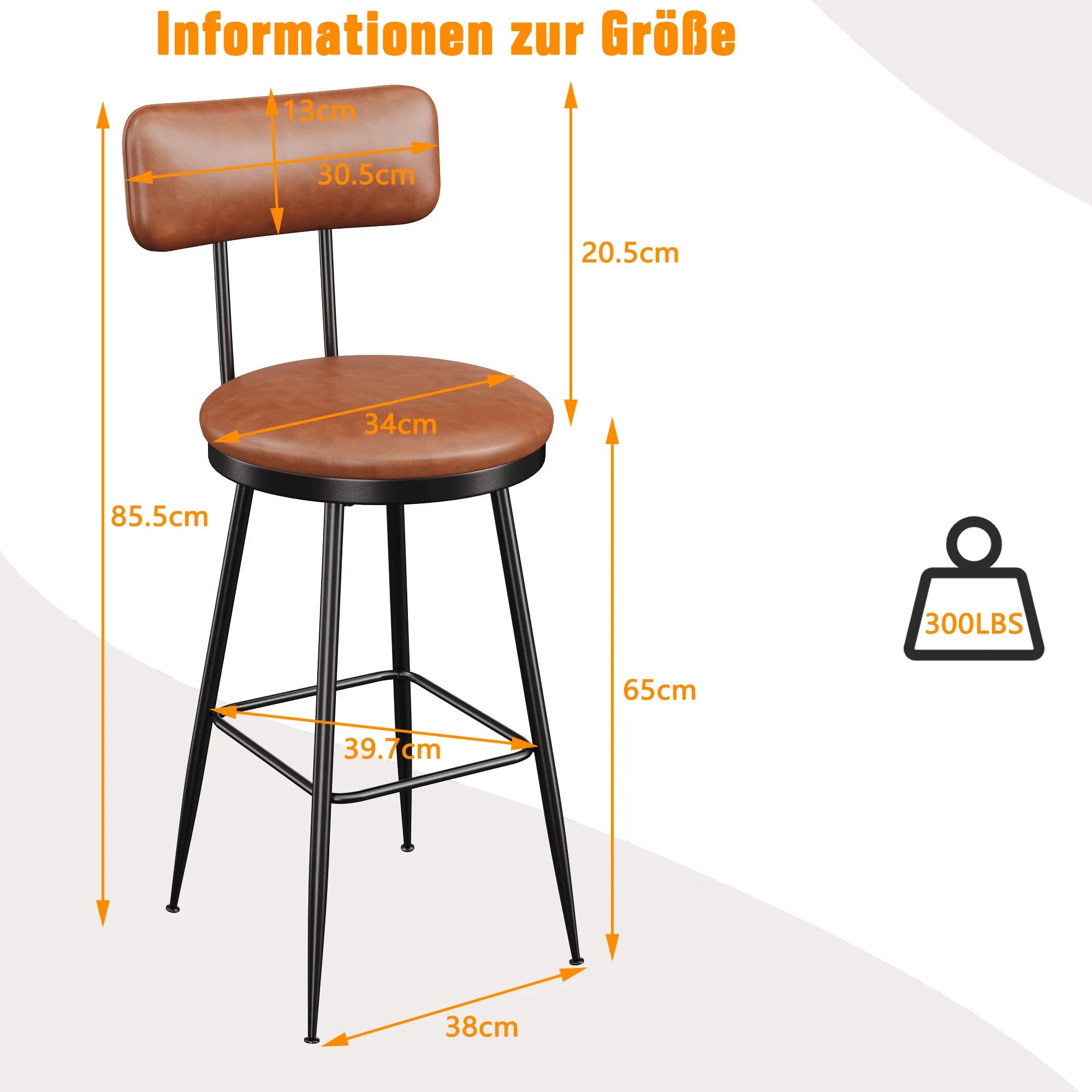 Rosahqnda Barhocker Set (2er/4er) – Gepolsterte Barstühle aus Kunstleder mit Rückenlehne & Fußstütze für Küche, Theke & Bar