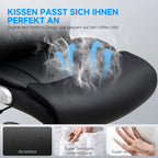 COMHOMA Ergonomischer Bürostuhl aus kratzfestem Leder – Höhenverstellbarer Drehstuhl mit hoher Rückenlehne, Wippfunktion &amp; klappbaren Armlehnen 