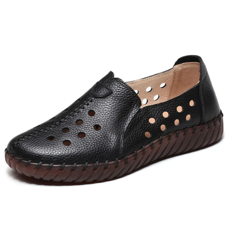 Lorilury Damen Leder Ballerinas – Handgefertigte Vintage Flats, Elegante Loafers und Moccasins für Freizeit & Alltag