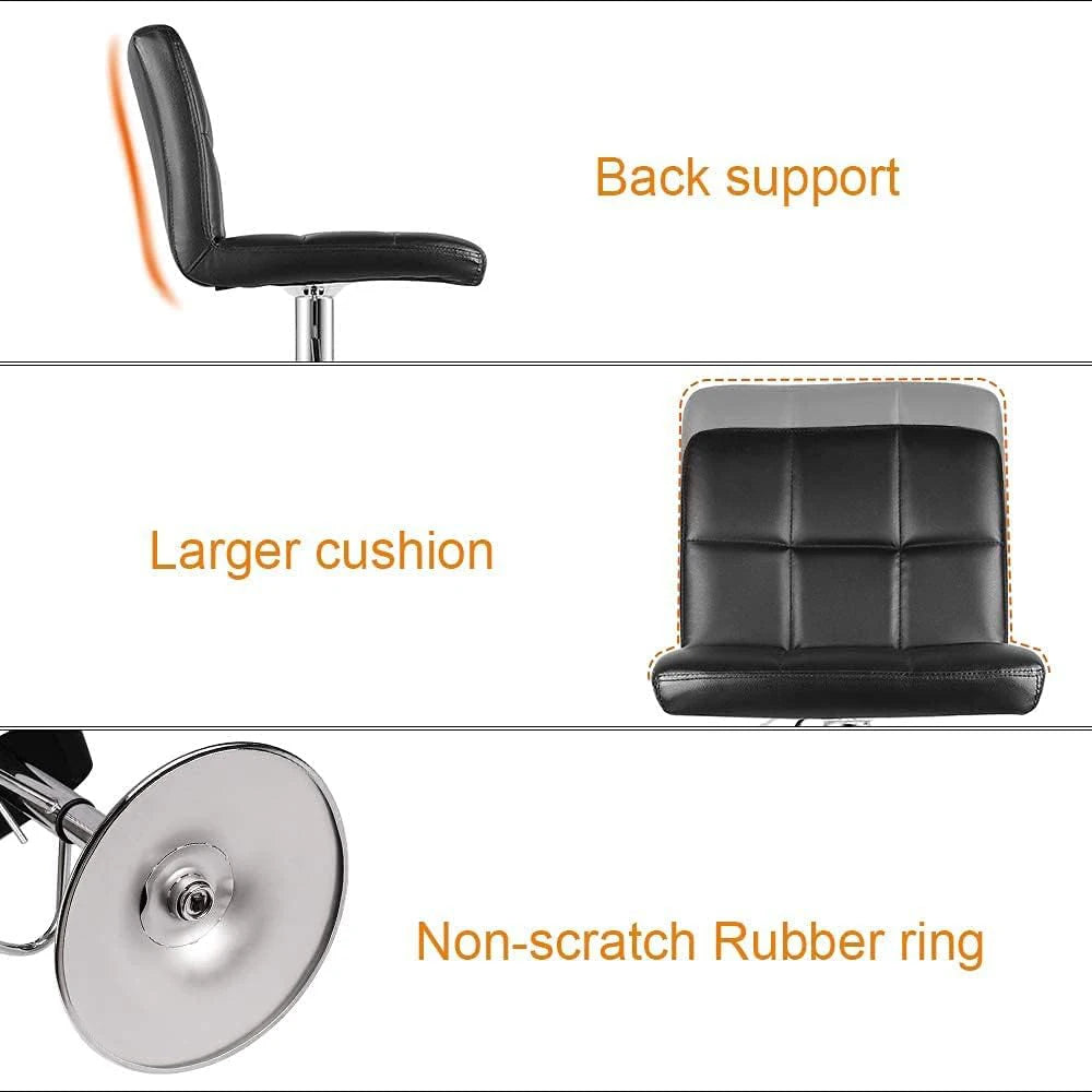 2er Set Barhocker en PU-Leder – Höhenverstellbare Drehstühle mit 360° Drehfunktion for Küche, Theke &amp; Bar 