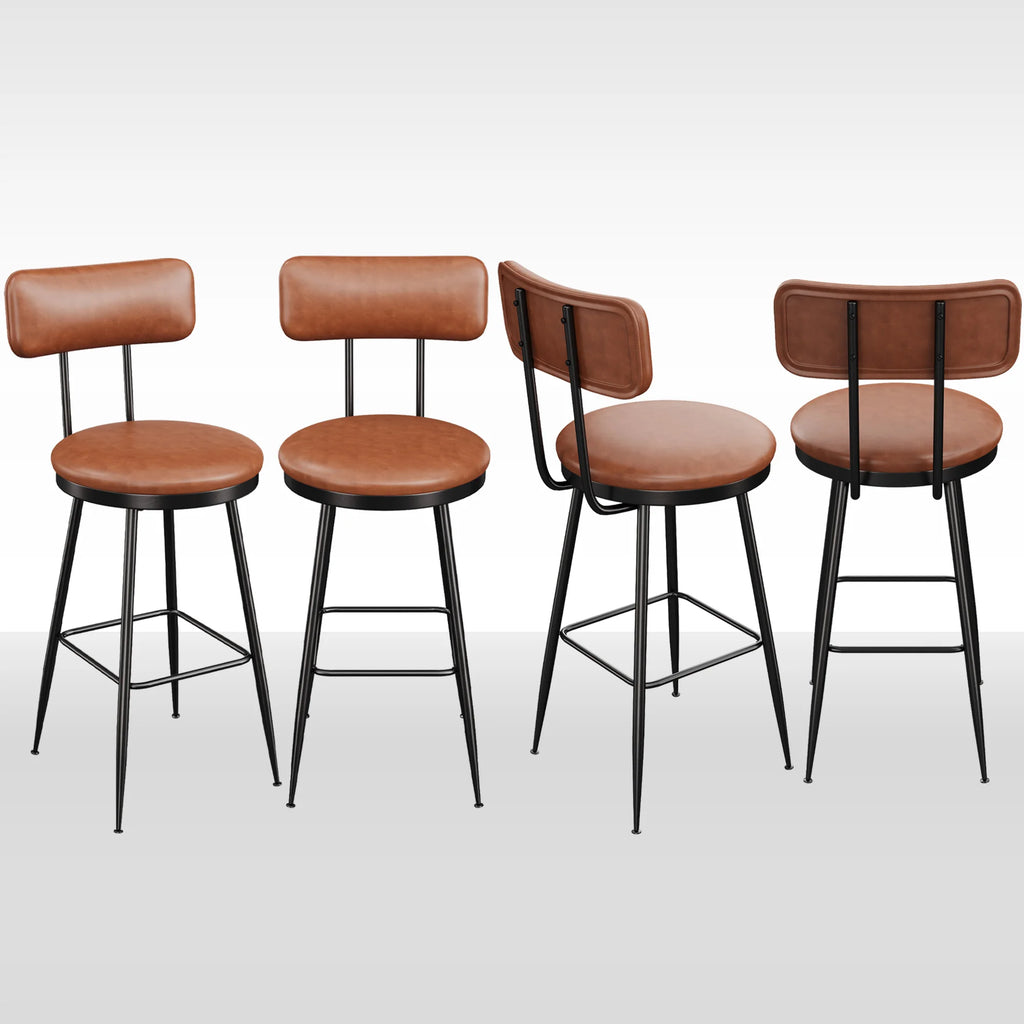 Rosahqnda Barhocker Set (2er/4er) – Gepolsterte Barstühle aus Kunstleder mit Rückenlehne & Fußstütze für Küche, Theke & Bar