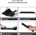 Mairuige XXL Schreibtischunterlage aus PU-Leder – Wasserdichte, Rutschfeste Desk Pad & Großes Mauspad für Büro und Zuhause (Schwarz / Pink)