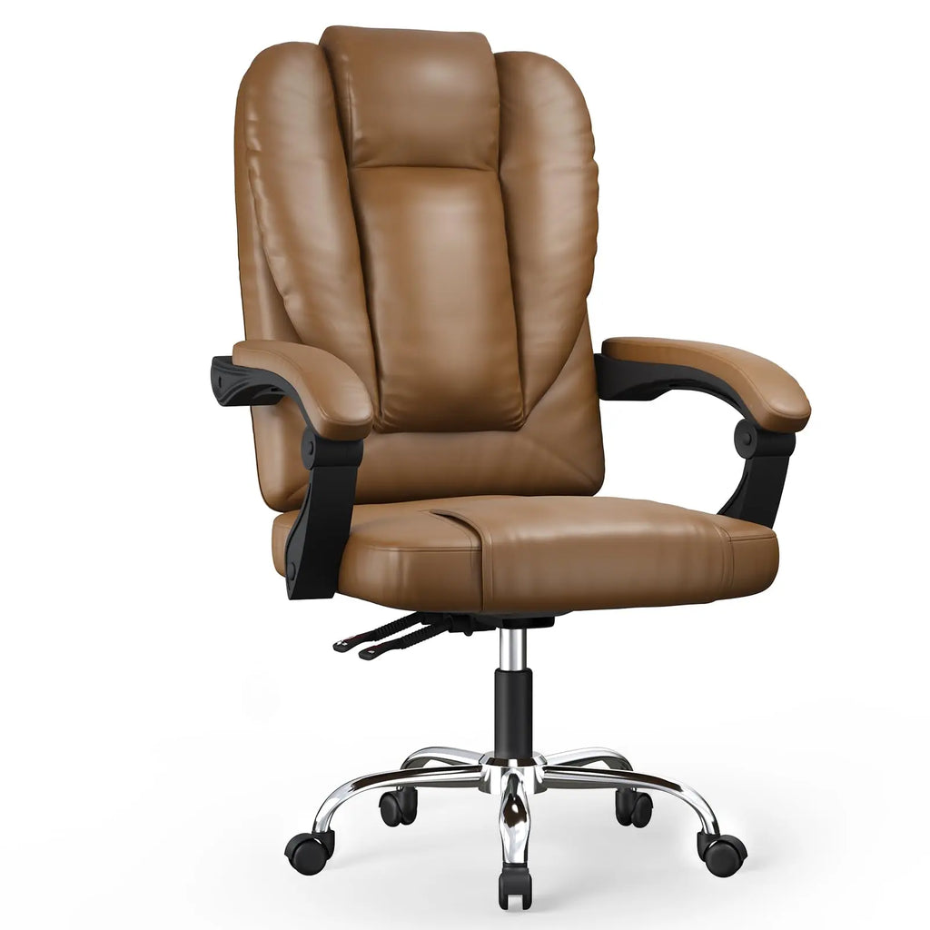 Ergonomischer Bürostuhl aus PU-Leder – Höhenverstellbarer Executive Drehstuhl mit High-Back Rückenlehne, Federpolster & Rollen