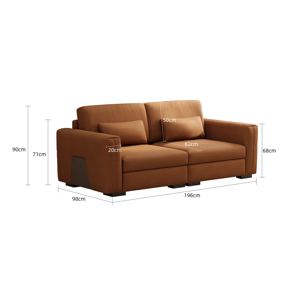 Zweisitzer Sofa in Orange-Braun – Moderner 2-Sitzer in Lederoptik mit breiten Armlehnen & weichen Polstern für stilvolles Wohnen