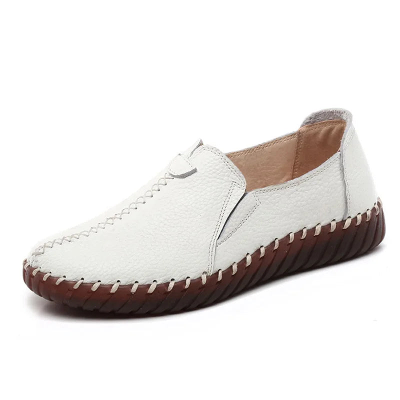 Lorilury Damen Leder Ballerinas – Handgefertigte Vintage Flats, Elegante Loafers und Moccasins für Freizeit & Alltag