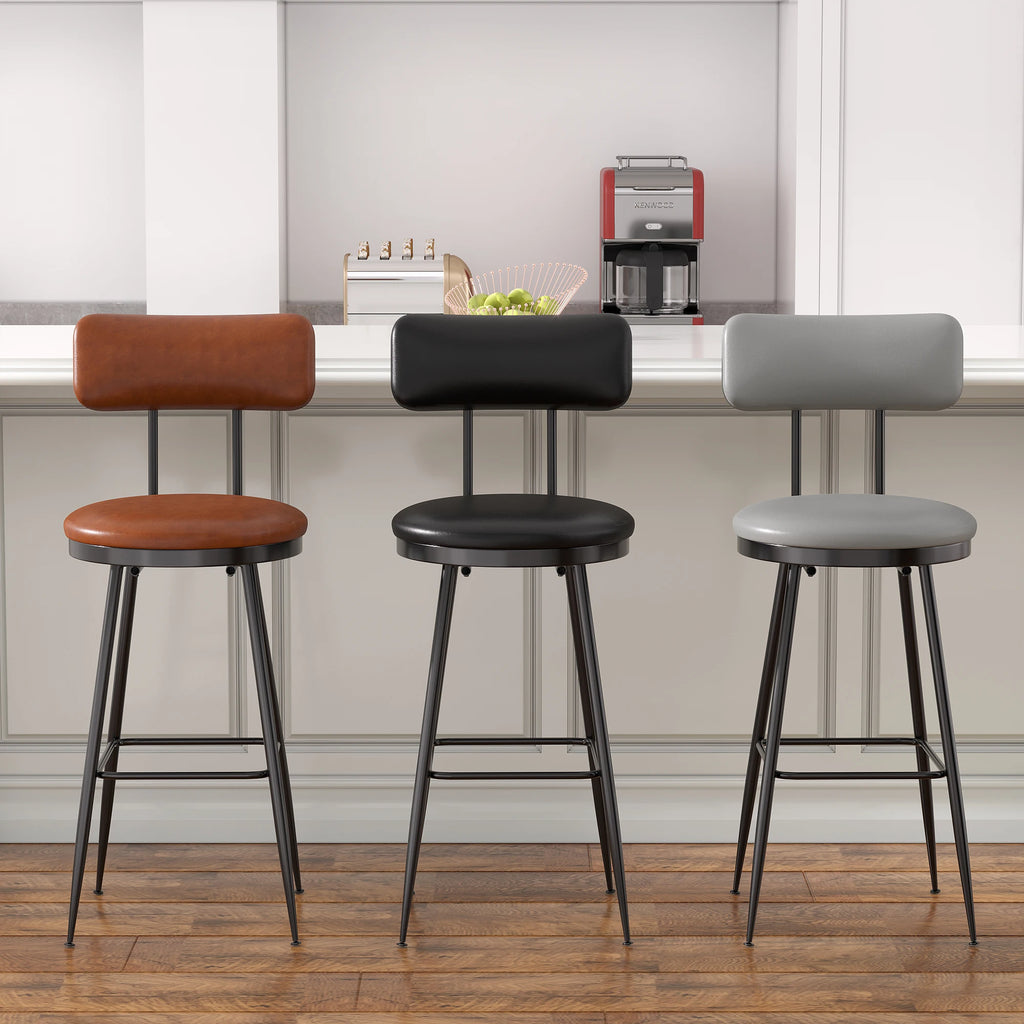 Rosahqnda Barhocker Set (2er/4er) – Moderne Barstühle mit Rückenlehne, 65 cm Sitzhöhe, Kunstleder & 4-Bein-Gestell für Küche & Bar