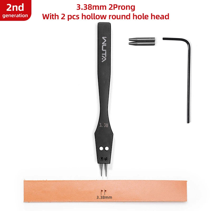 WUTA 2. Generation Leder Pricking Iron mit Wechselkopf – Scharfer Rundloch Leder Chisel aus 4Cr13 Stahl für Präzise Handnähte (3,0–6,0 mm)