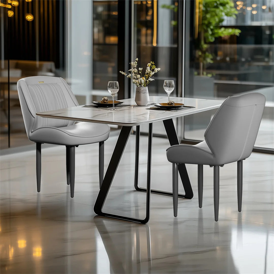 Moderne Esszimmerstühle 2er-Set aus PU-Leder – Gepolsterte Dining Chairs mit breiter Rückenlehne, armlose Luxus-Stühle für Esszimmer & Wohnzimmer