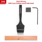 WUTA 2. Generation Leder Pricking Iron mit Wechselkopf – Scharfer Rundloch Leder Chisel aus 4Cr13 Stahl für Präzise Handnähte (3,0–6,0 mm)