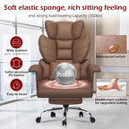 Bureau de direction ergonomique en cuir PU – Meuble de rangement à dossier haut avec bras, roulettes et fonctions de siège pour le bureau à domicile et le bureau 