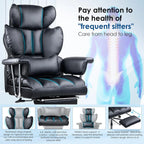 Bureau exécutif en cuir PU avec meubles de cuisine – Meuble de chef ergonomique, haut-parleur et barre à proximité, meuble de bureau robuste pour bureau et bureau à domicile 