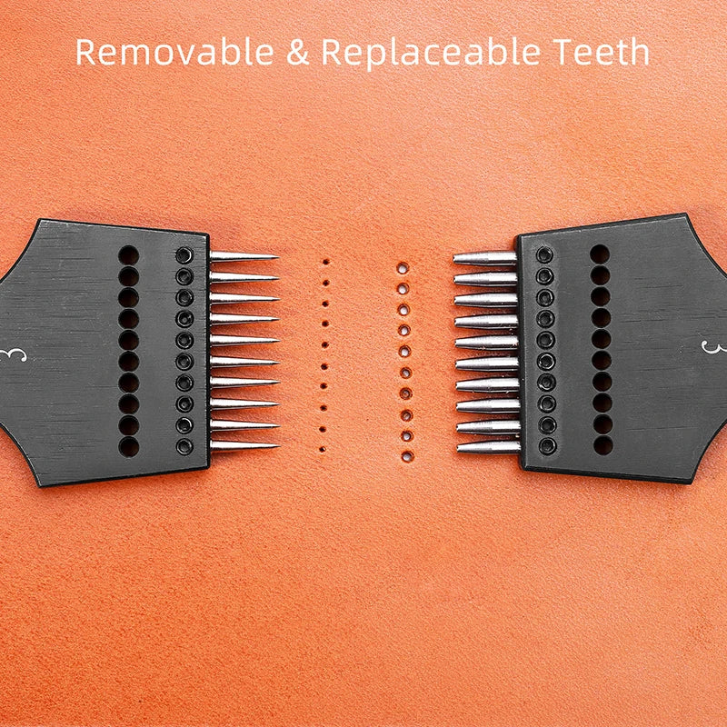 WUTA 2. Generation Leder Pricking Iron mit Wechselkopf – Scharfer Rundloch Leder Chisel aus 4Cr13 Stahl für Präzise Handnähte (3,0–6,0 mm)