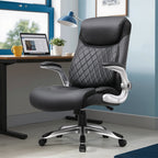 COMHOMA Ergonomischer Bürostuhl aus kratzfestem Leder – Höhenverstellbarer Drehstuhl mit hoher Rückenlehne, Wippfunktion &amp; klappbaren Armlehnen 