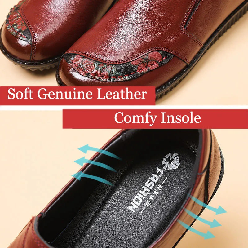 Lorilury Damen Leder Ballerinas – Handgefertigte Vintage Flats, Elegante Loafers und Moccasins für Freizeit & Alltag