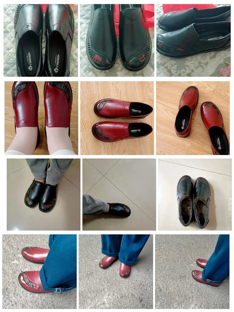 Lorilury Damen Leder Ballerinas – Handgefertigte Vintage Flats, Elegante Loafers und Moccasins für Freizeit & Alltag