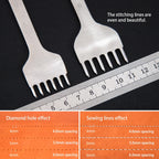 WUTA Basic Diamond Leder Chisel Set – Pricking Iron Stichwerkzeug 3–6 mm mit 1–2–4–6 Zinken für sauberes Leder Nähen