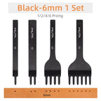 WUTA Basic Diamond Leder Chisel Set – Pricking Iron Stichwerkzeug 3–6 mm mit 1–2–4–6 Zinken für sauberes Leder Nähen