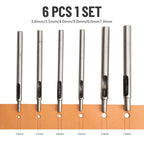 WUTA SPC Rundloch Stanzen Set - 6-teiliges Hohlstanzer Werkzeug aus Spezialstahl für Leder, Gürtel &amp; Uhrarmbänder 