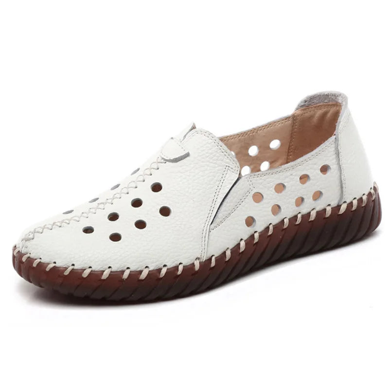 Lorilury Damen Leder Ballerinas – Handgefertigte Vintage Flats, Elegante Loafers und Moccasins für Freizeit & Alltag