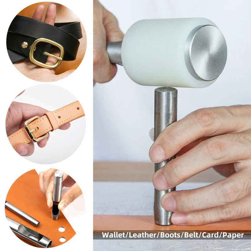 WUTA Runde Lederloch Stanzen Sets – 5–15 tlg. Hohlstanzer aus Carbonstahl für Uhrenarmbänder, Gürtel & DIY-Arbeiten