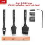 WUTA 2. Generation Leder Pricking Iron mit Wechselkopf – Scharfer Rundloch Leder Chisel aus 4Cr13 Stahl für Präzise Handnähte (3,0–6,0 mm)