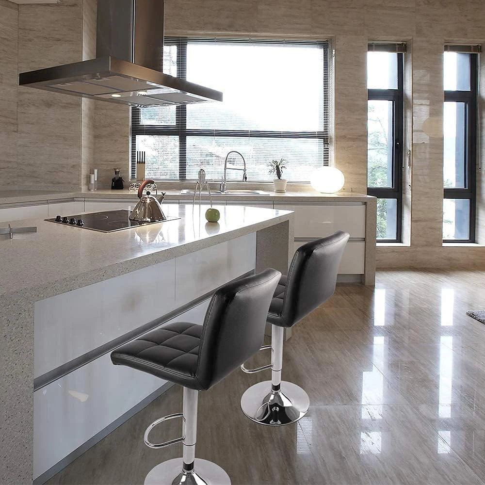 2er Set Barhocker aus PU-Leder – Höhenverstellbare Drehstühle mit 360° Drehfunktion für Küche, Theke & Bar