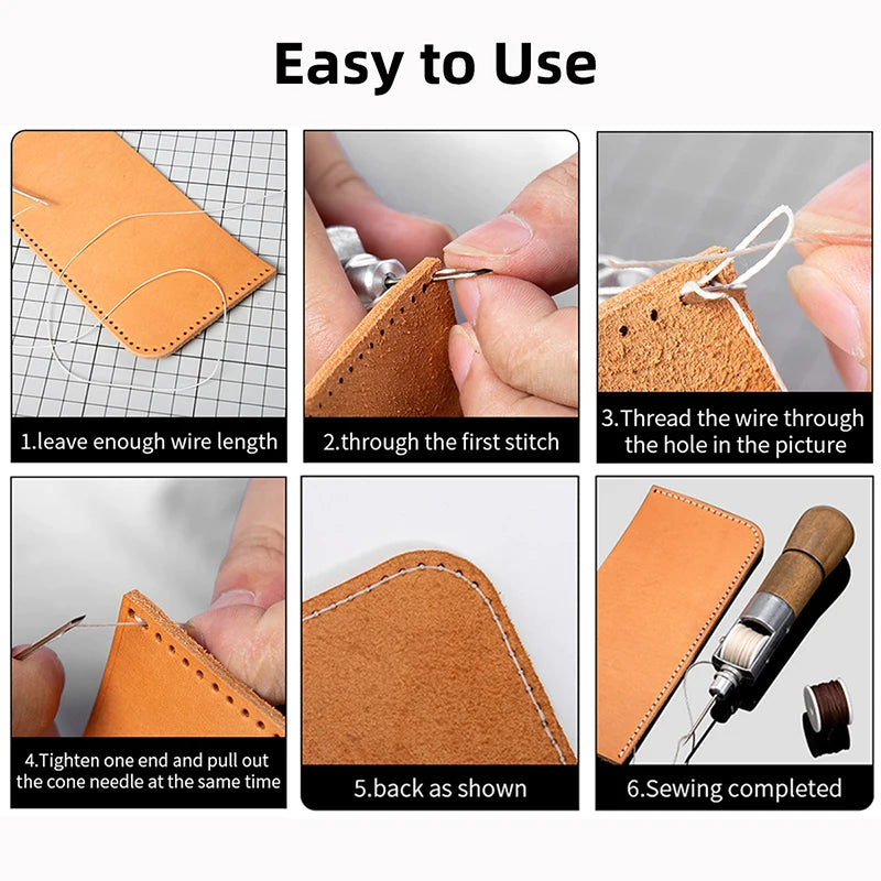 WUTA Leder Nähahle Set – Speedy Stitching Handnäh-Werkzeug mit Garnspule für Leder, Canvas & Schuhreparatur