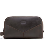 CONTACTO Herren Echtleder Kulturbeutel – Vintage Crazy Horse Leder Kosmetiktasche aus Rindsleder, kompakter Reise- &amp; Toilettenbeutel