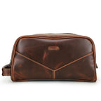 CONTACTO Herren Echtleder Kulturbeutel – Vintage Crazy Horse Leder Kosmetiktasche aus Rindsleder, kompakter Reise- &amp; Toilettenbeutel