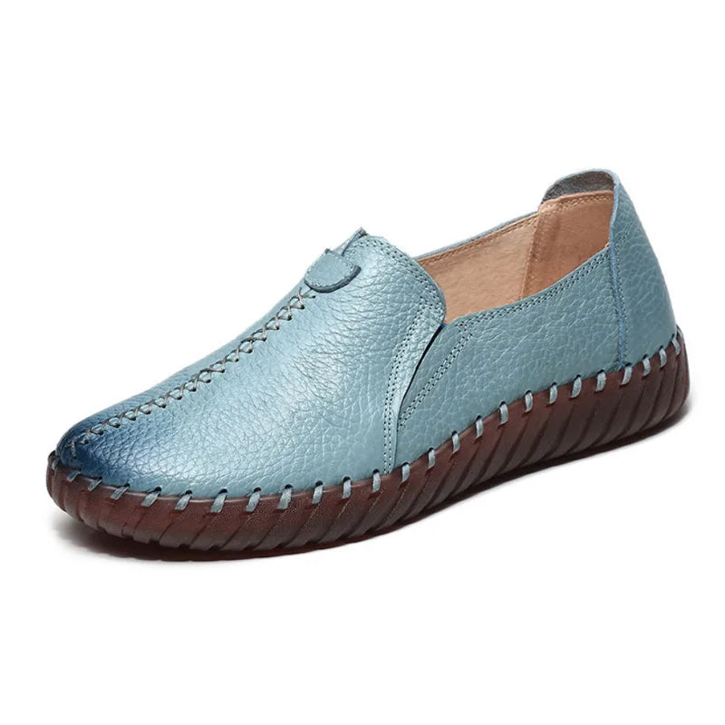 Lorilury Damen Leder Ballerinas – Handgefertigte Vintage Flats, Elegante Loafers und Moccasins für Freizeit & Alltag