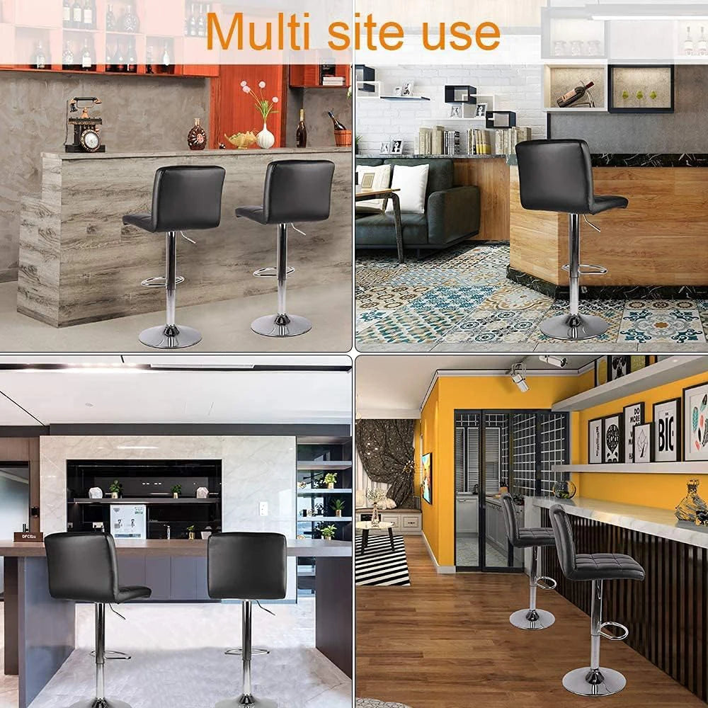2er Set Barhocker aus PU-Leder – Höhenverstellbare Drehstühle mit 360° Drehfunktion für Küche, Theke & Bar