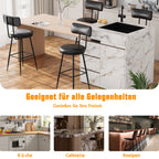 WoodenAura Barhocker 4er Set – Hohe Barstühle mit Rückenlehne aus Kunstleder, Mid-Century Modern Design für Küche & Bar