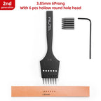 WUTA 2. Generation Leder Pricking Iron mit Wechselkopf – Scharfer Rundloch Leder Chisel aus 4Cr13 Stahl für Präzise Handnähte (3,0–6,0 mm)