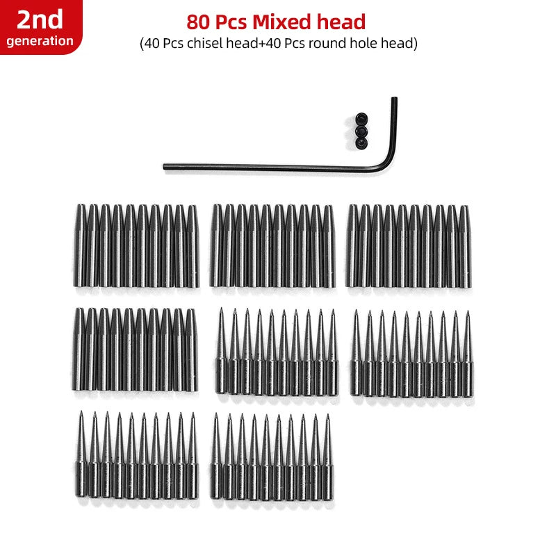 WUTA 2. Generation Leder Pricking Iron mit Wechselkopf – Scharfer Rundloch Leder Chisel aus 4Cr13 Stahl für Präzise Handnähte (3,0–6,0 mm)