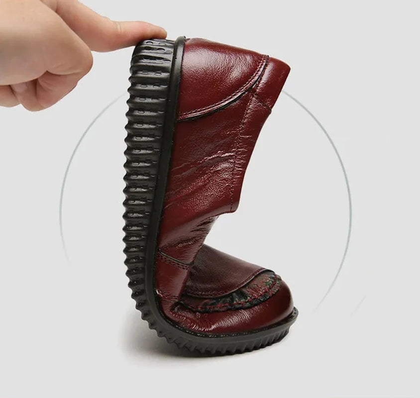 Lorilury Damen Leder Ballerinas – Handgefertigte Vintage Flats, Elegante Loafers und Moccasins für Freizeit & Alltag