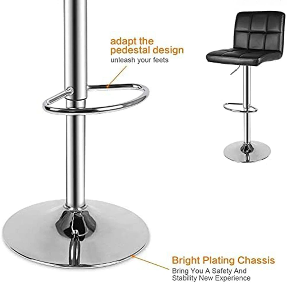 2er Set Barhocker aus PU-Leder – Höhenverstellbare Drehstühle mit 360° Drehfunktion für Küche, Theke & Bar