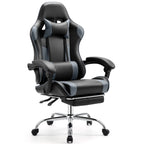 JHK Ergonomischer Gaming Stuhl aus PU-Leder – Höhenverstellbarer Drehstuhl mit Kopfstütze, Lendenstütze &amp; Rollen für Büro &amp; Wohnzimmer