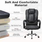 Ergonomischer Bürostuhl aus PU-Leder – Höhenverstellbarer Executive Drehstuhl mit High-Back Rückenlehne, Federpolster & Rollen