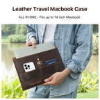 CONTACT’S FAMILY Echtes Leder Laptop Sleeve – MacBook Air/Pro 13–16 Zoll mit Airtag-Fach, Unisex Vintage Handbag