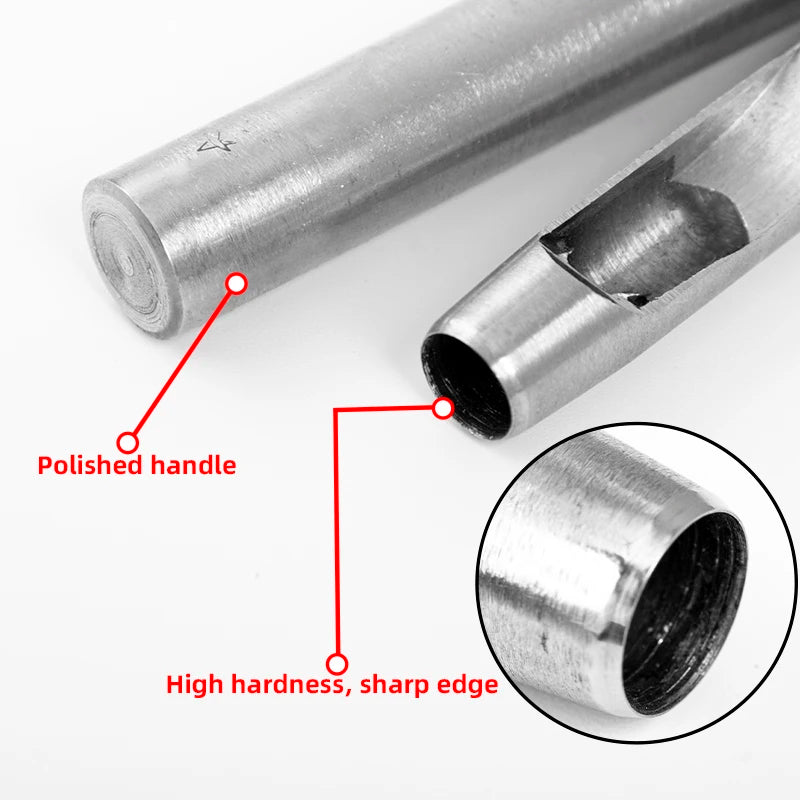 WUTA Runde Lederloch Stanzen Sets – 5–15 tlg. Hohlstanzer aus Carbonstahl für Uhrenarmbänder, Gürtel & DIY-Arbeiten