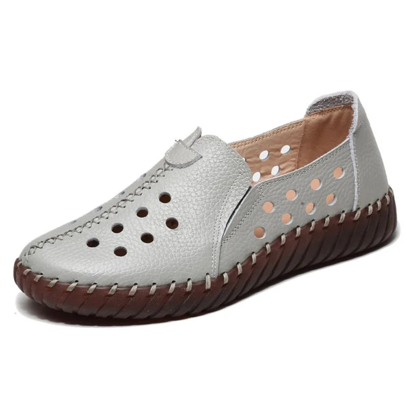 Lorilury Damen Leder Ballerinas – Handgefertigte Vintage Flats, Elegante Loafers und Moccasins für Freizeit & Alltag