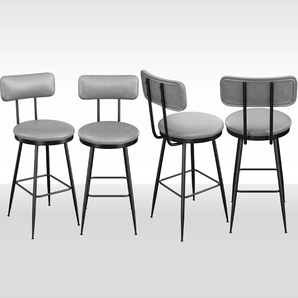 Rosahqnda Barhocker Set (2er/4er) – Gepolsterte Barstühle aus Kunstleder mit Rückenlehne & Fußstütze für Küche, Theke & Bar