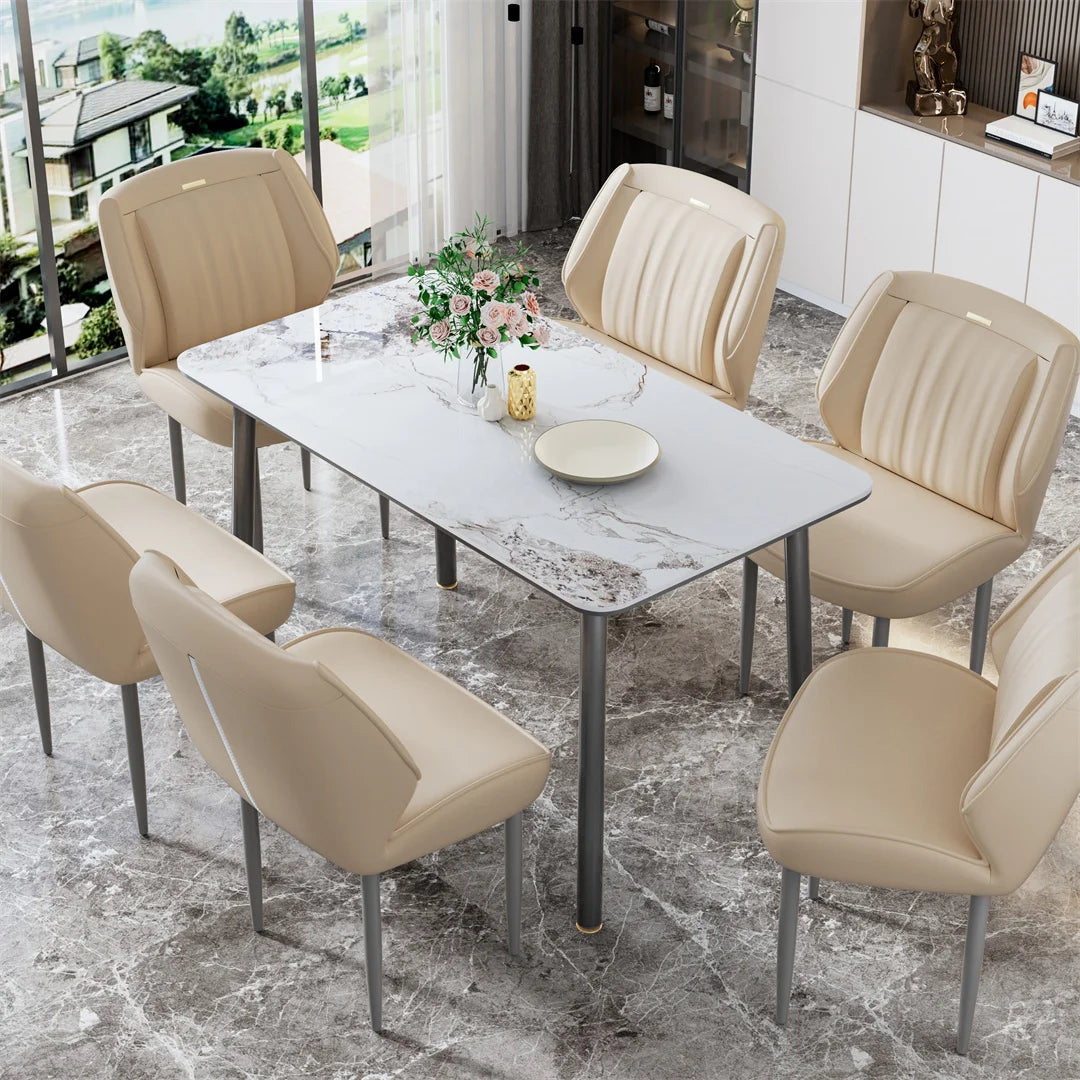 Moderne Esszimmerstühle 2er-Set aus PU-Leder – Gepolsterte Dining Chairs mit breiter Rückenlehne, armlose Luxus-Stühle für Esszimmer & Wohnzimmer