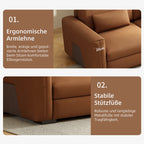 Zweisitzer Sofa in Orange-Braun – Moderner 2-Sitzer in Lederoptik mit breiten Armlehnen & weichen Polstern für stilvolles Wohnen