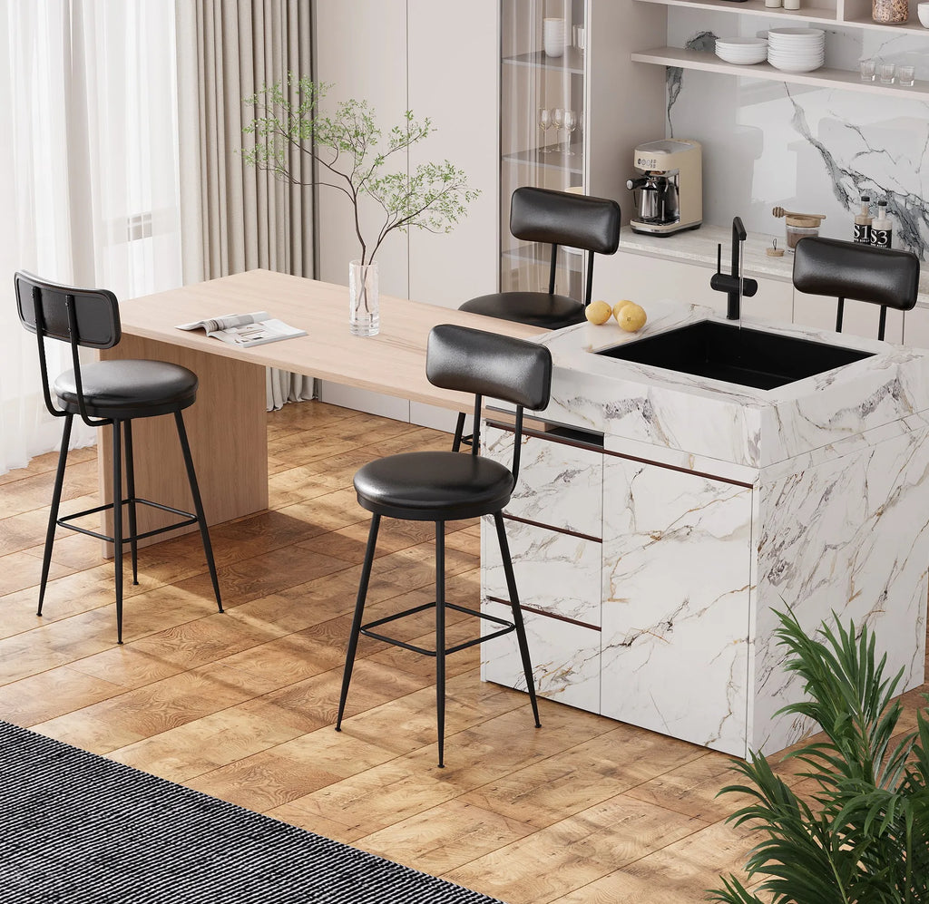 Rosahqnda Barhocker Set (2er/4er) – Moderne Barstühle mit Rückenlehne, 65 cm Sitzhöhe, Kunstleder & 4-Bein-Gestell für Küche & Bar