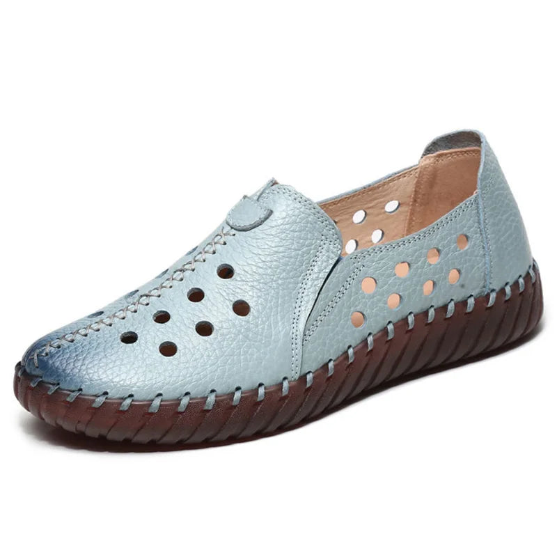 Lorilury Damen Leder Ballerinas – Handgefertigte Vintage Flats, Elegante Loafers und Moccasins für Freizeit & Alltag