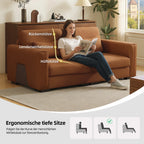 Zweisitzer Sofa in Orange-Braun – Moderner 2-Sitzer in Lederoptik mit breiten Armlehnen & weichen Polstern für stilvolles Wohnen