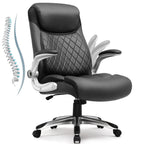 COMHOMA Ergonomischer Bürostuhl aus kratzfestem Leder – Höhenverstellbarer Drehstuhl mit hoher Rückenlehne, Wippfunktion &amp; klappbaren Armlehnen 