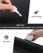 Mairuige XXL Schreibtischunterlage aus PU-Leder – Wasserdichte, Rutschfeste Desk Pad & Großes Mauspad für Büro und Zuhause (Schwarz / Pink)